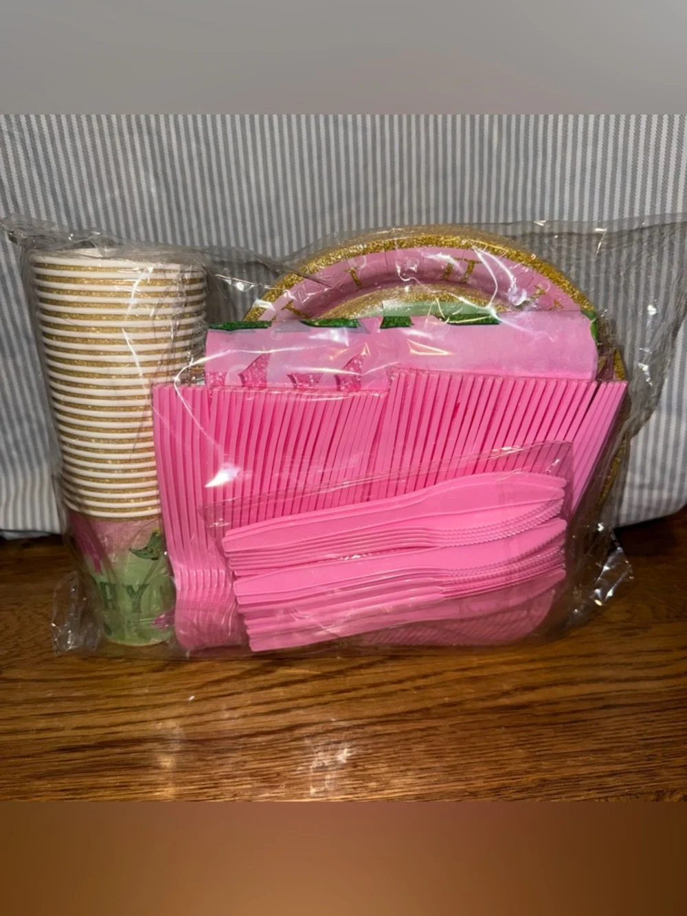 Wicked Party Tableware Set for 24- Pink & Mint Green Happy Birthday Collection
